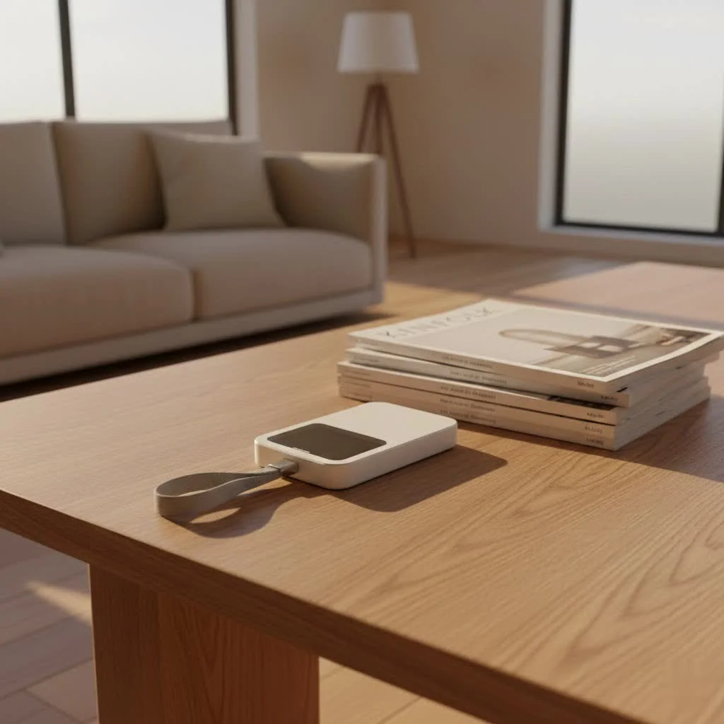 Person weighing a suitcase with a portable digital luggage scale