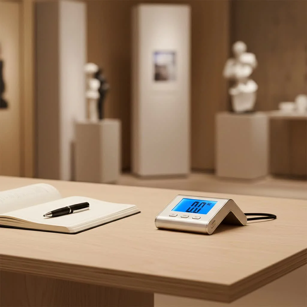 Digital luggage scale weighing a suitcase