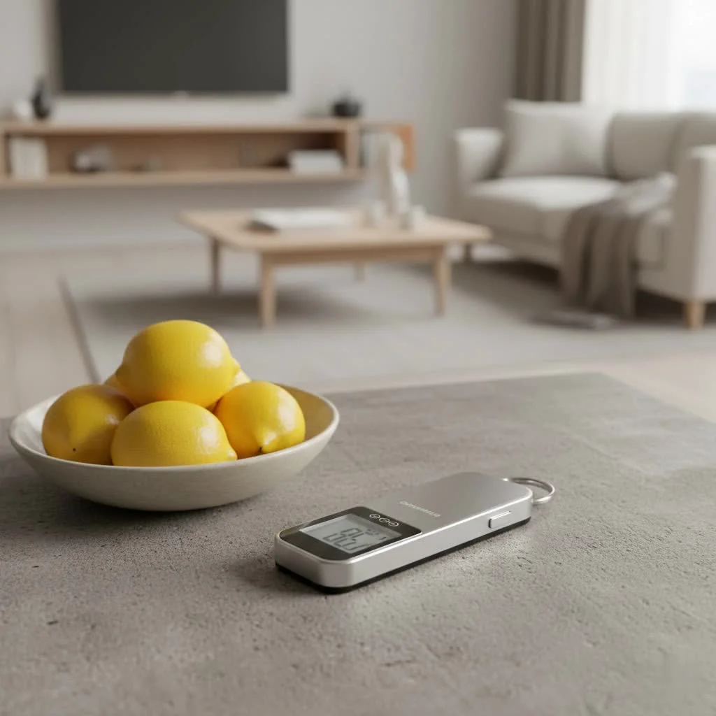 Digital luggage scale showing a suitcase weight