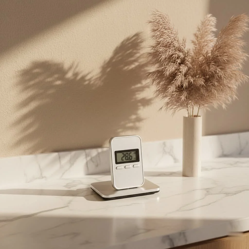 Digital luggage scale weighing a suitcase