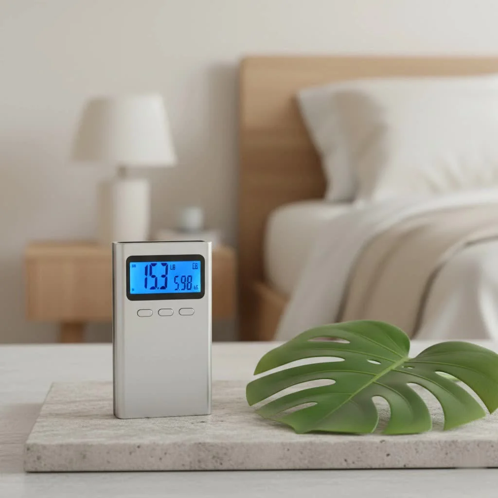 Electronic luggage scale measuring a suitcase