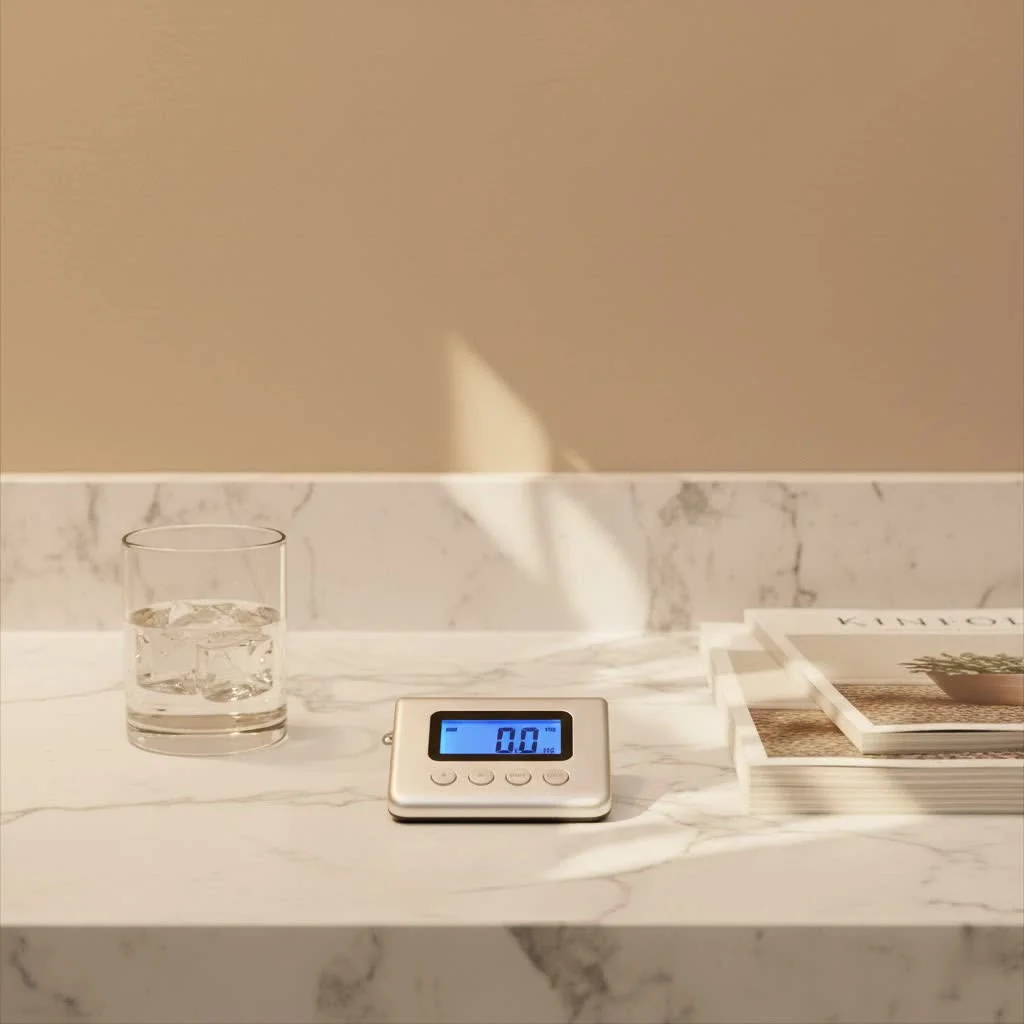 Digital display on a luggage handle showing the weight of a suitcase