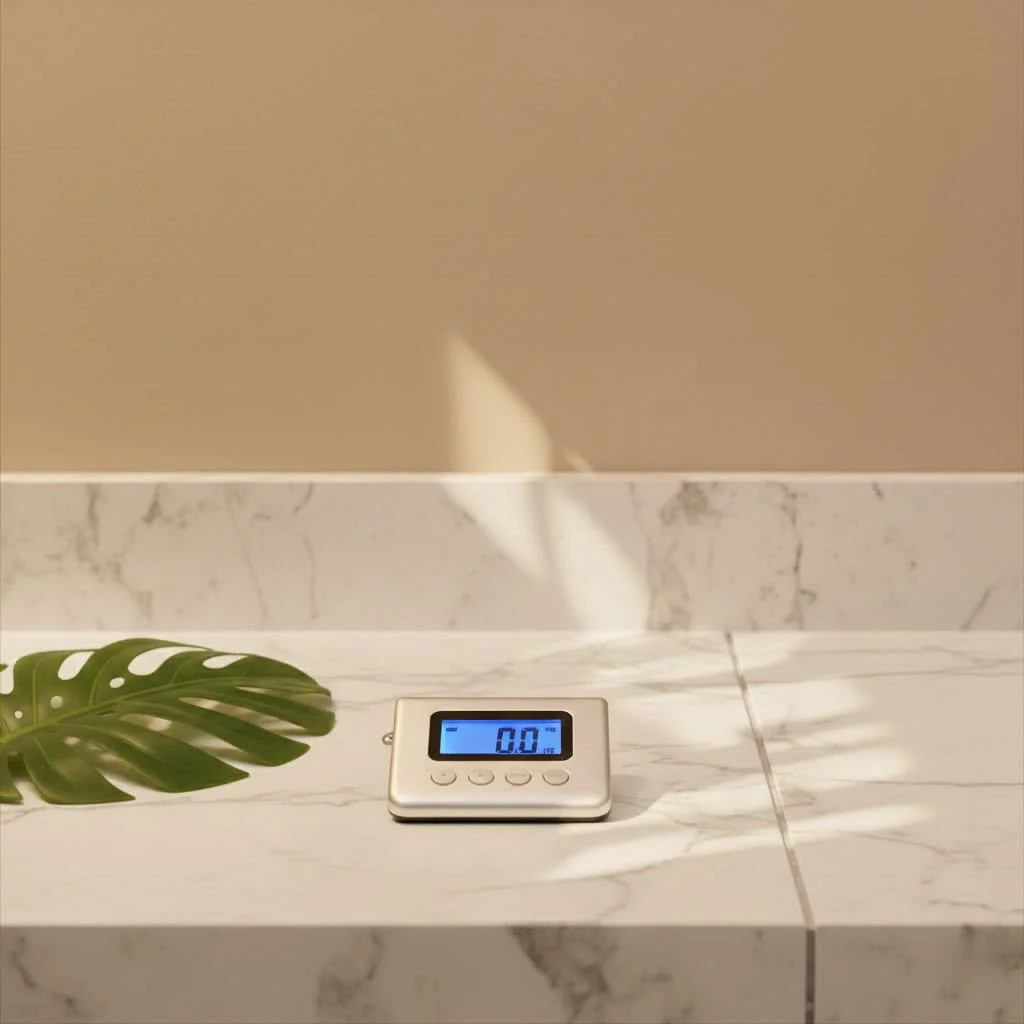 Digital luggage scale weighing a suitcase