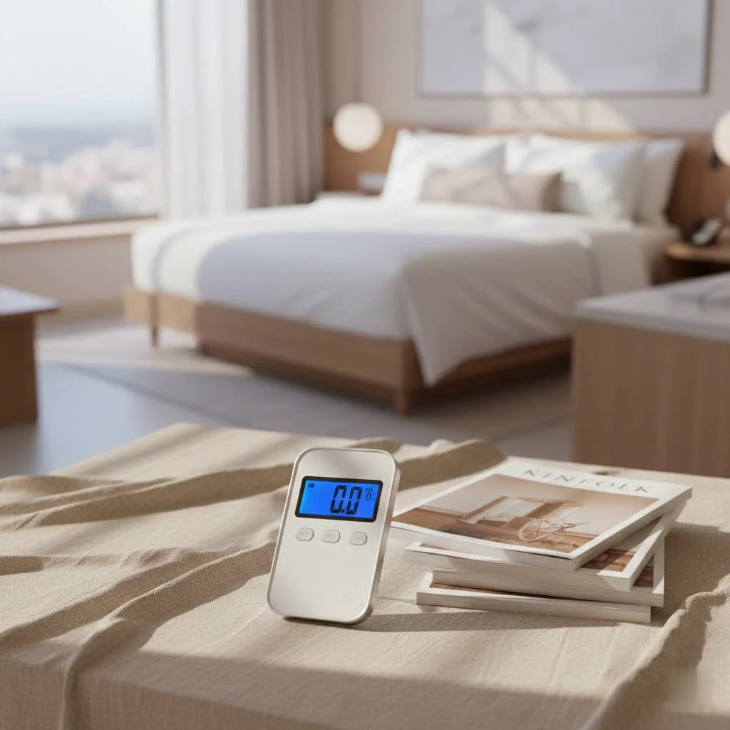 Digital luggage scale weighing a suitcase